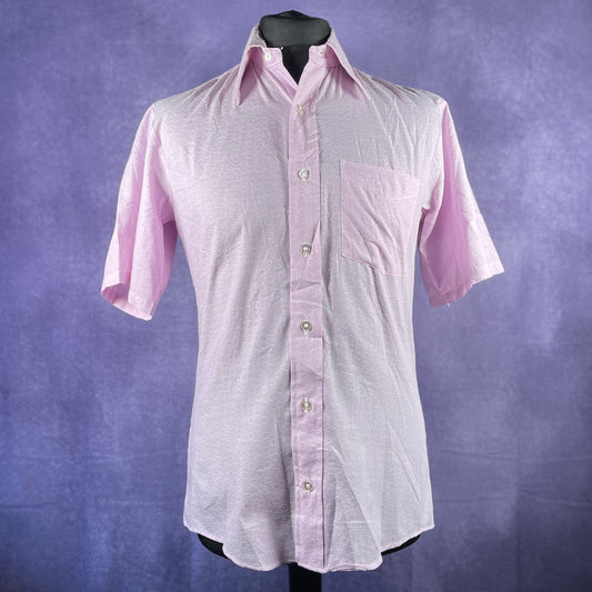 Vintage Mens 1970s 80s Sears Kings Road Pink Polka Dot Dagger Collar Medium