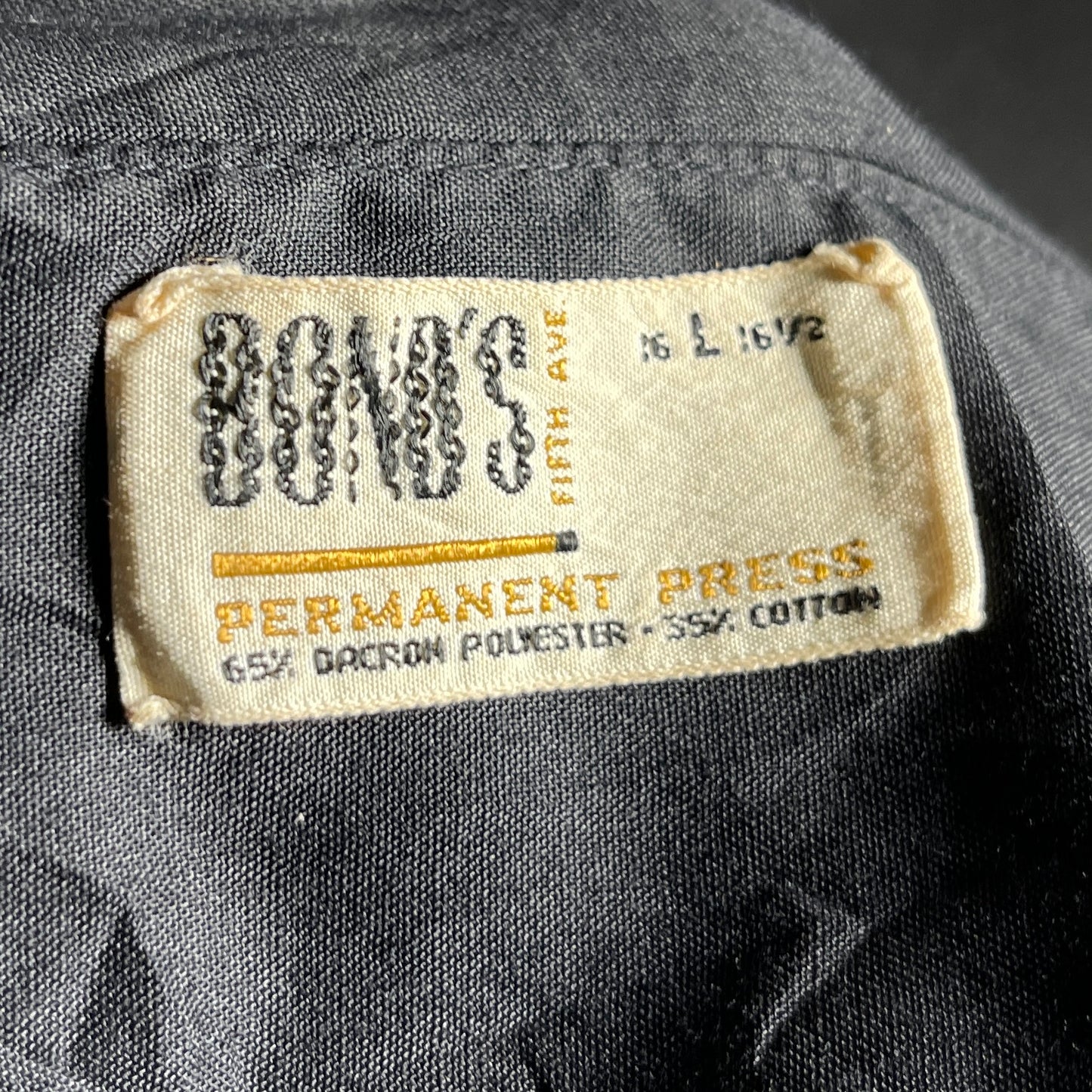 Vintage 1970s 80s Black Bono's Mens Dagger Collar Shirt XL