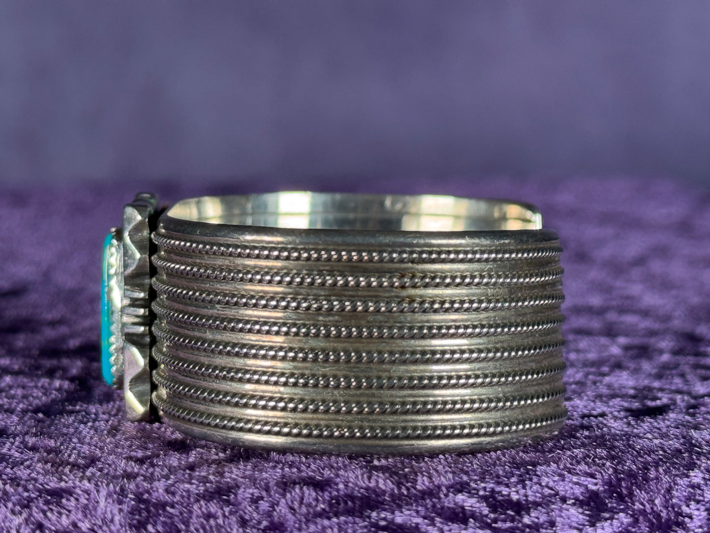 Silver 925 Navajo Native American Turquoise Bangle Bracelet Loren Thomas Begay