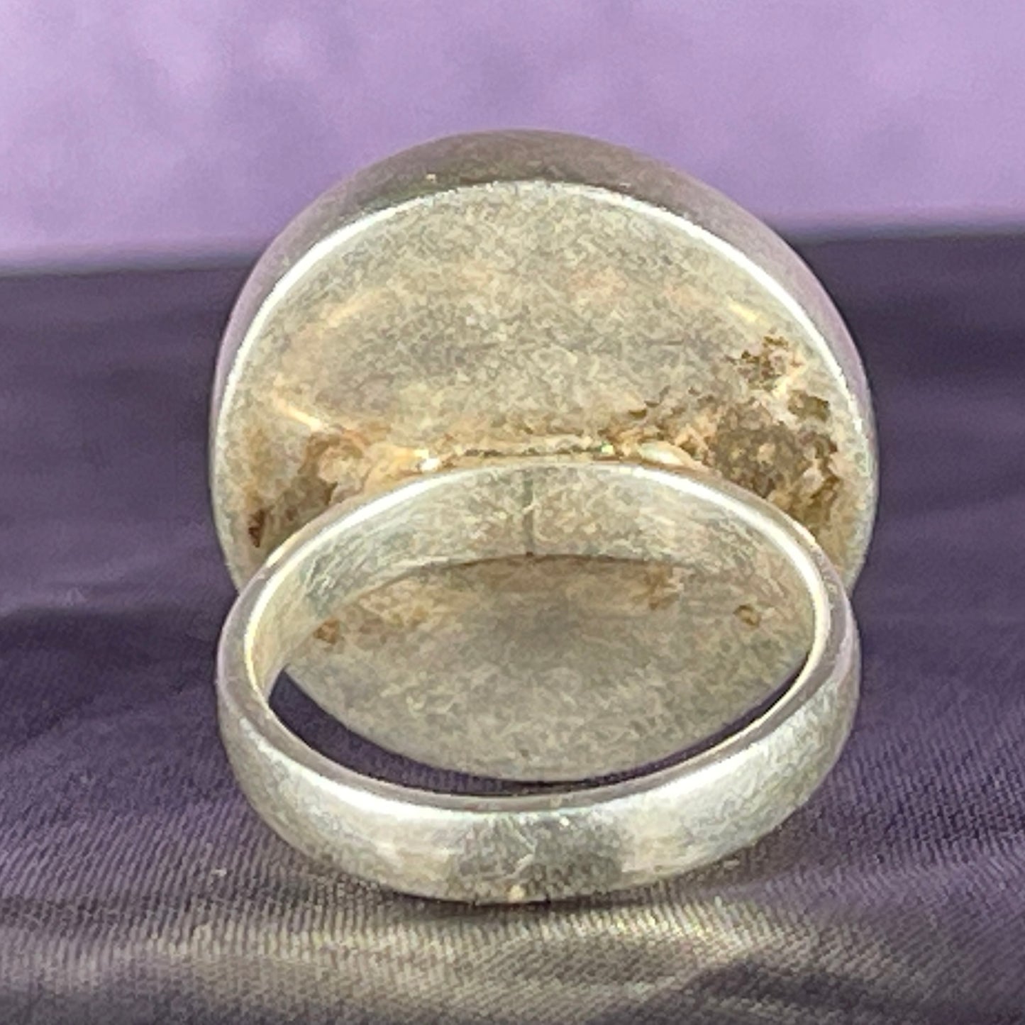 Vintage Sterling Silver 925 Large Tigers Eye Circle Ring Size Q - 8