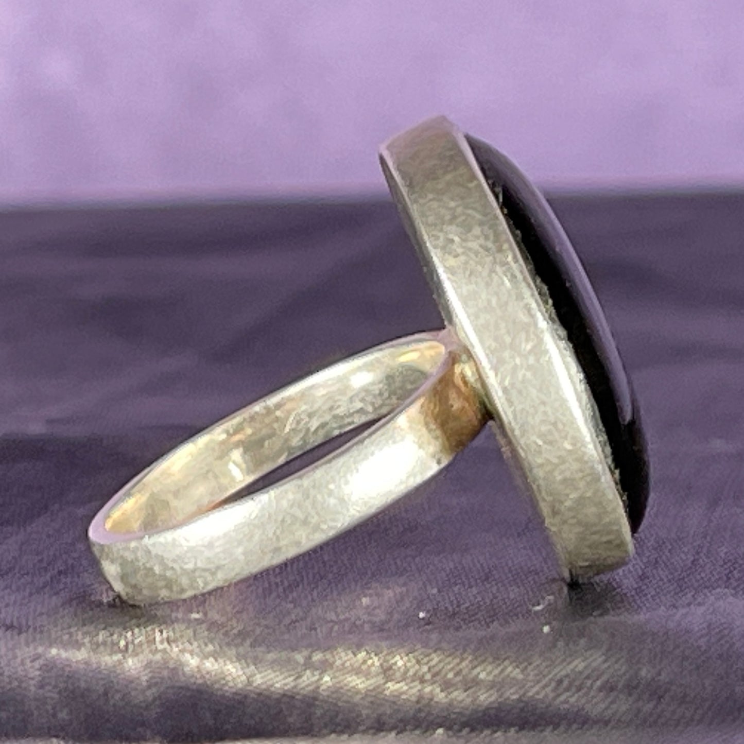 Vintage Sterling Silver 925 Large Tigers Eye Circle Ring Size Q - 8