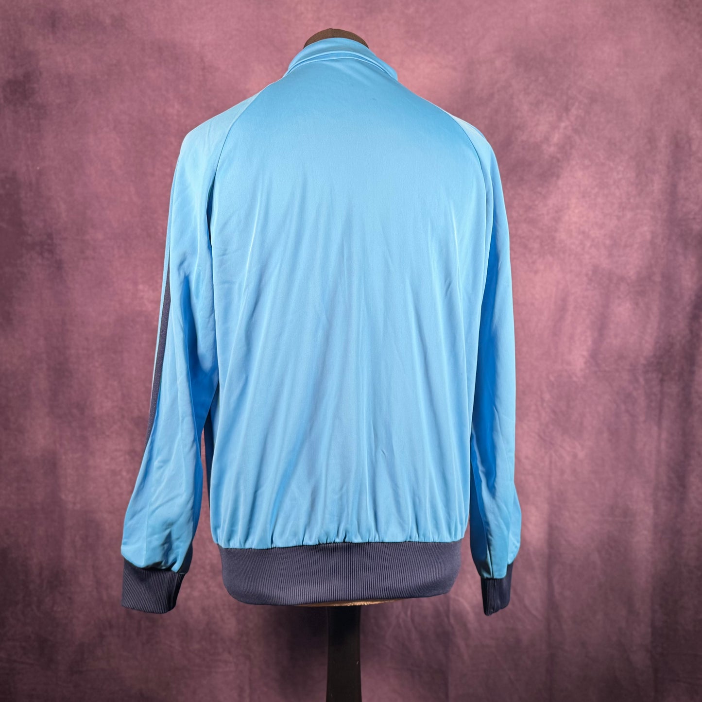 Vintage 1970s 1980s Adidas Casual Sports Firebird Tracksuit Top Light Blue
