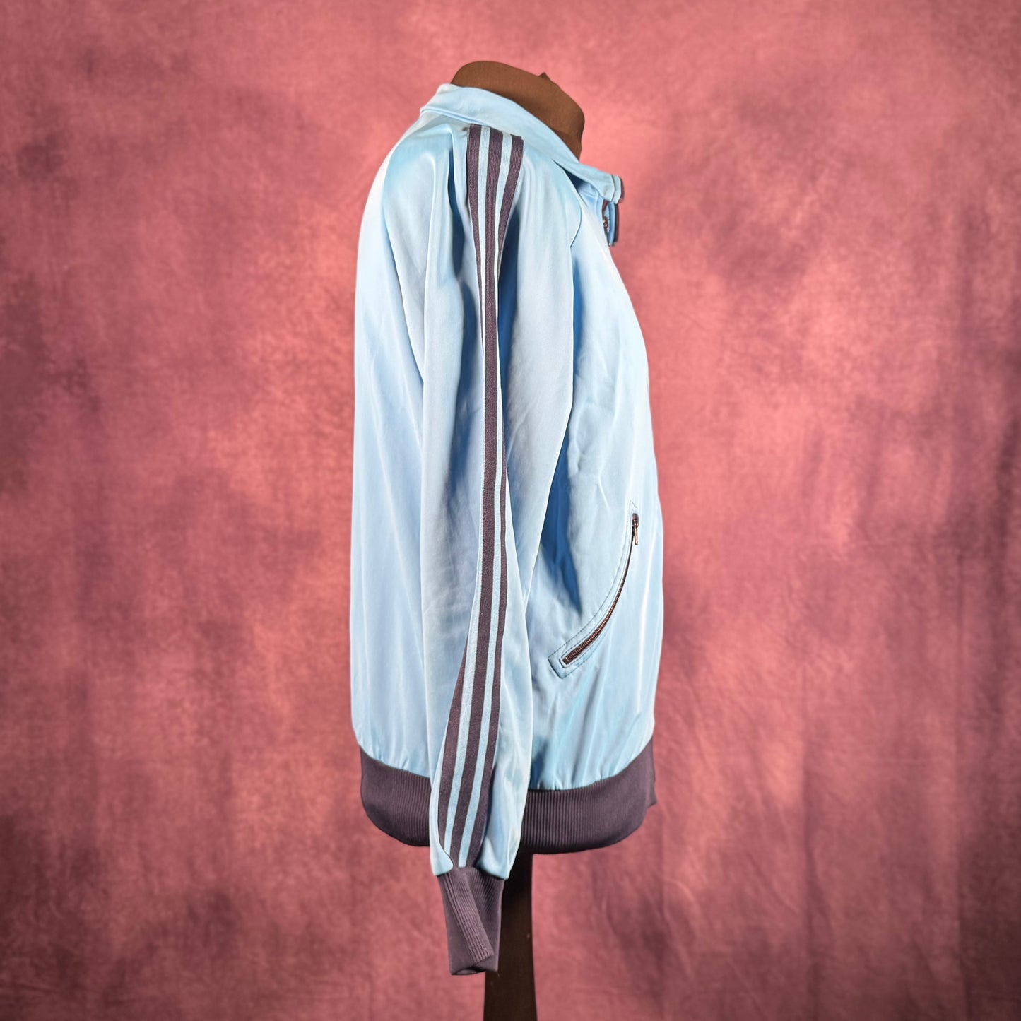 Vintage 1970s 1980s Adidas Casual Sports Firebird Tracksuit Top Light Blue