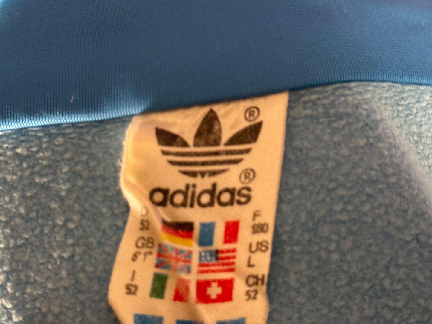 Vintage 1970s 1980s Adidas Casual Sports Firebird Tracksuit Top Light Blue