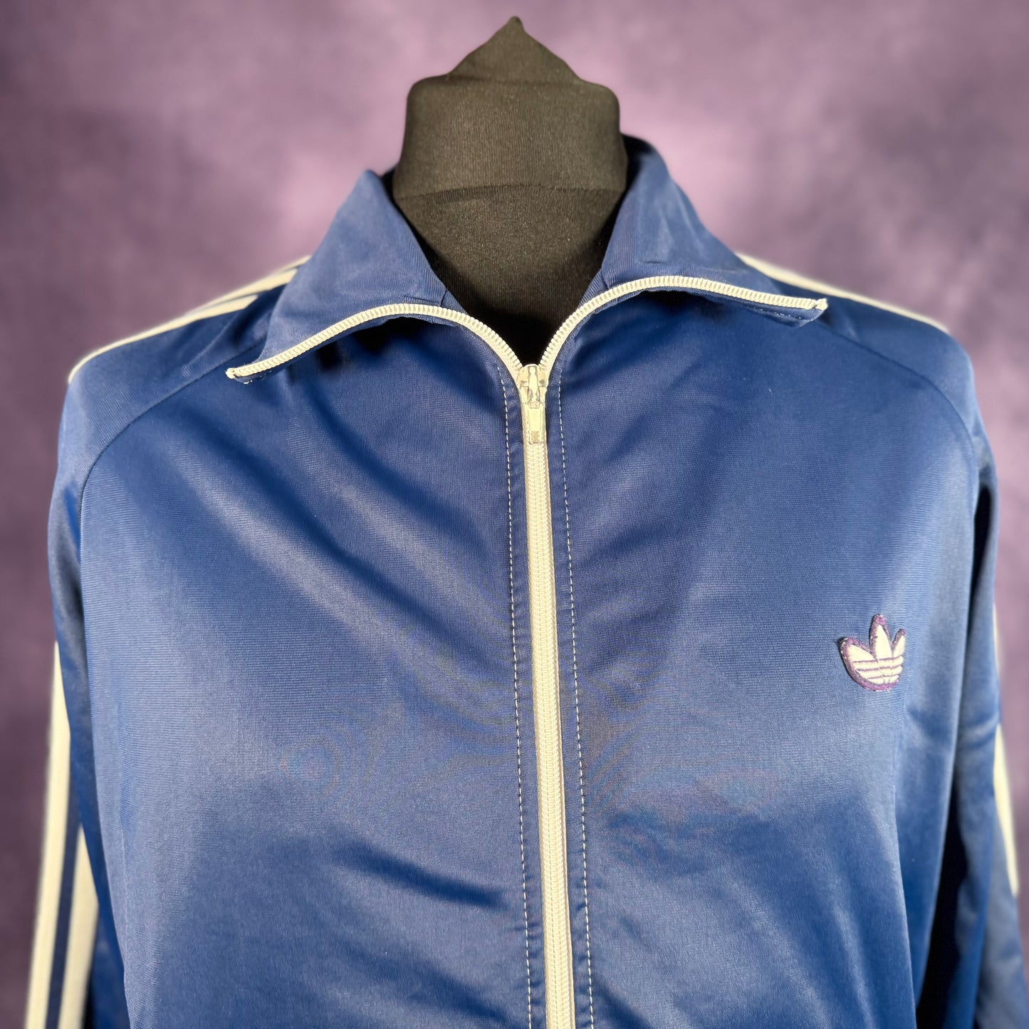 Vintage 1970s 1980s Adidas Casual Sports Firebird Tracksuit Top Navy