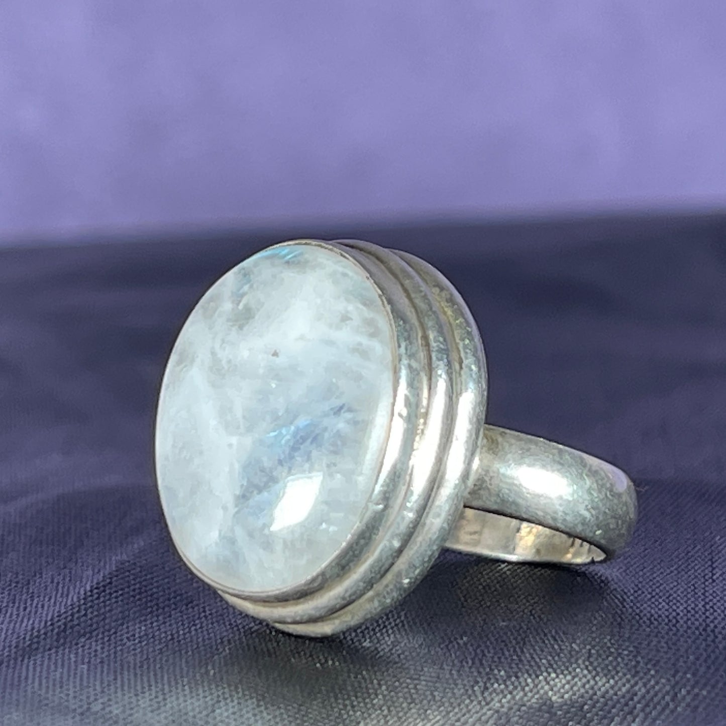 Vintage Sterling Silver 925 Moonstone Ring Size O / 7