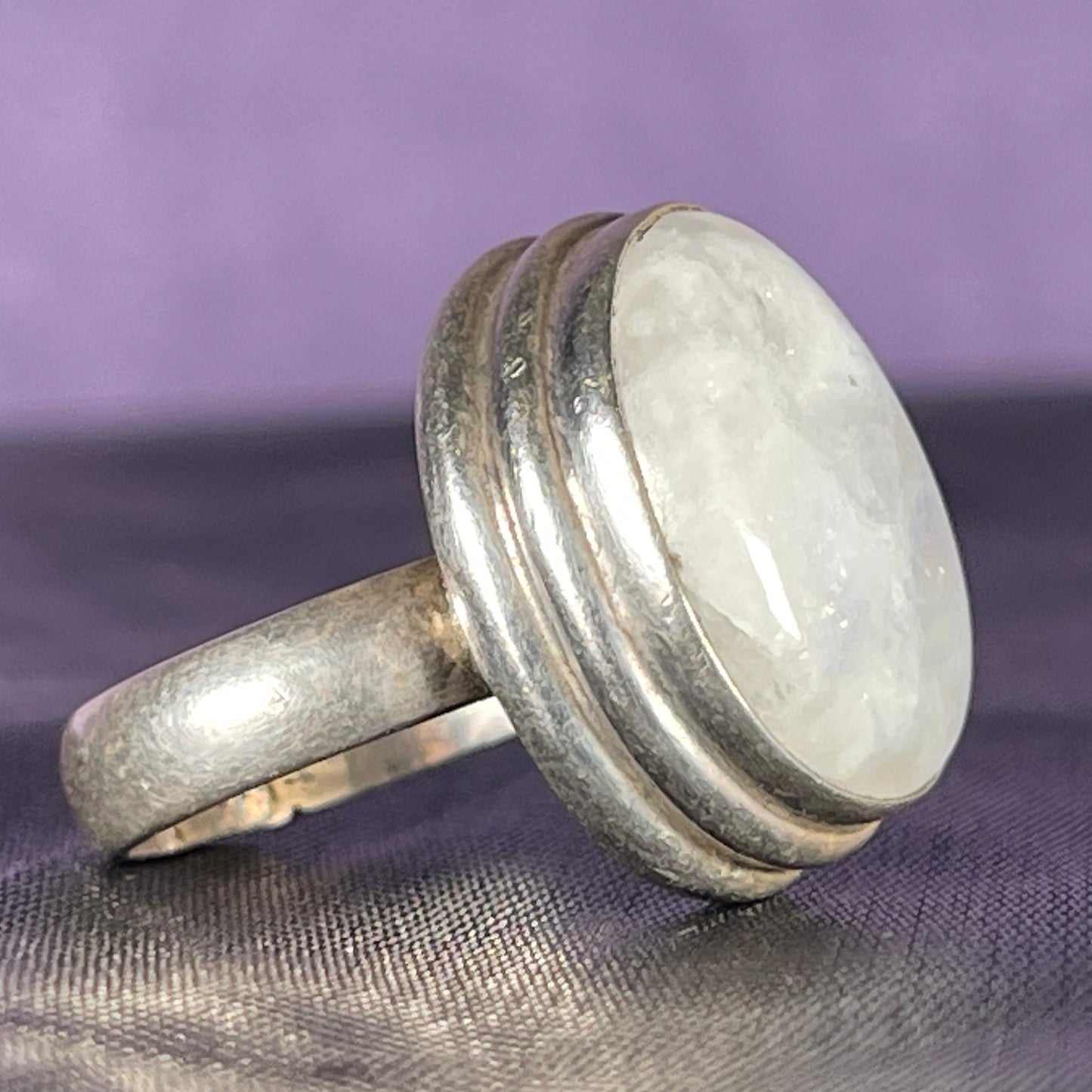 Vintage Sterling Silver 925 Moonstone Ring Size O / 7