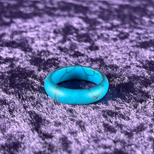 Vintage Solid Turquoise Band Ring Size Q / 8