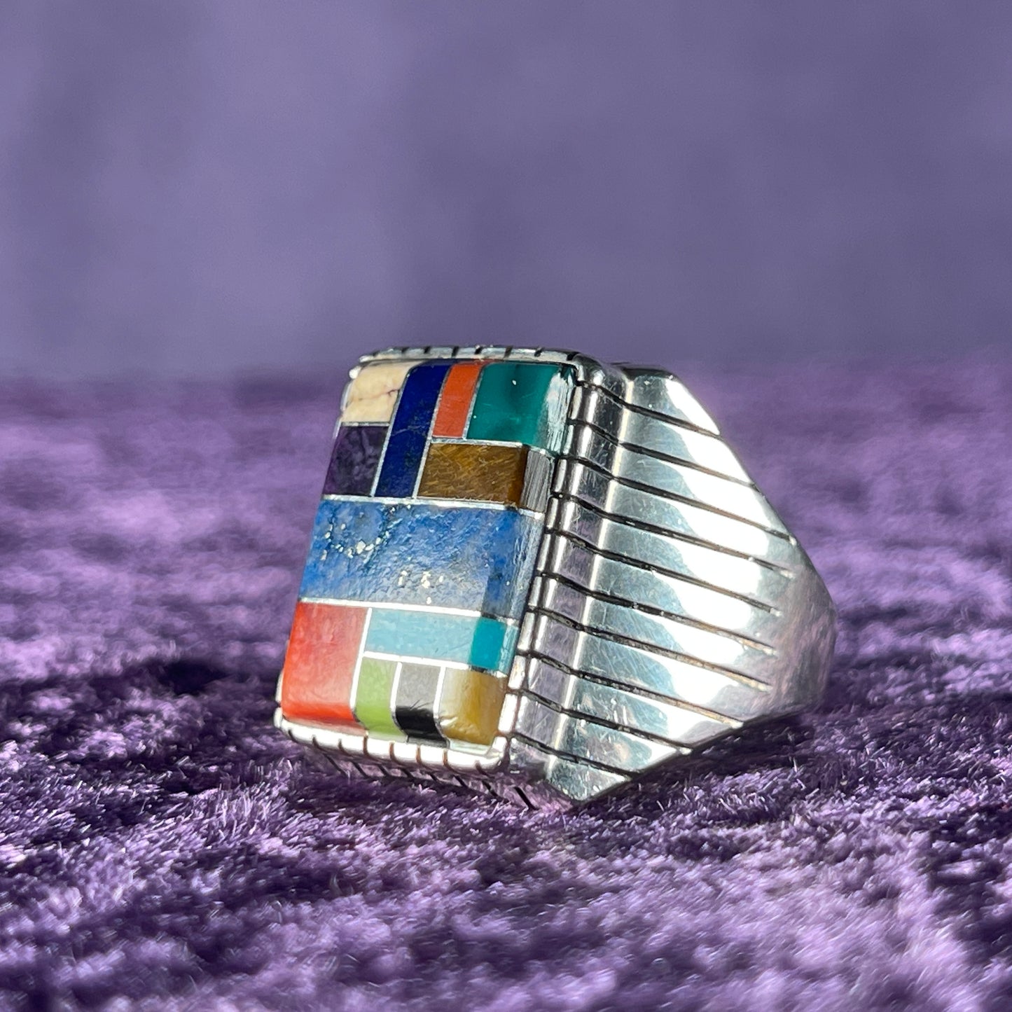 Native American Navajo Sterling Silver Ring 925 Ray Jack Multistone Size Y / 12
