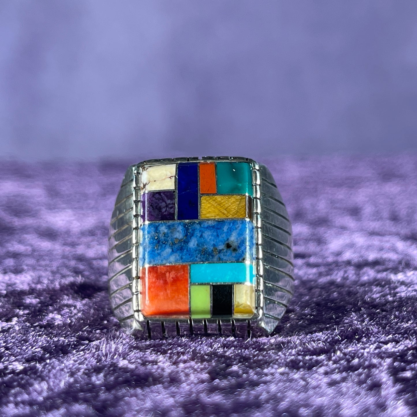 Native American Navajo Sterling Silver Ring 925 Ray Jack Multistone Size Y / 12