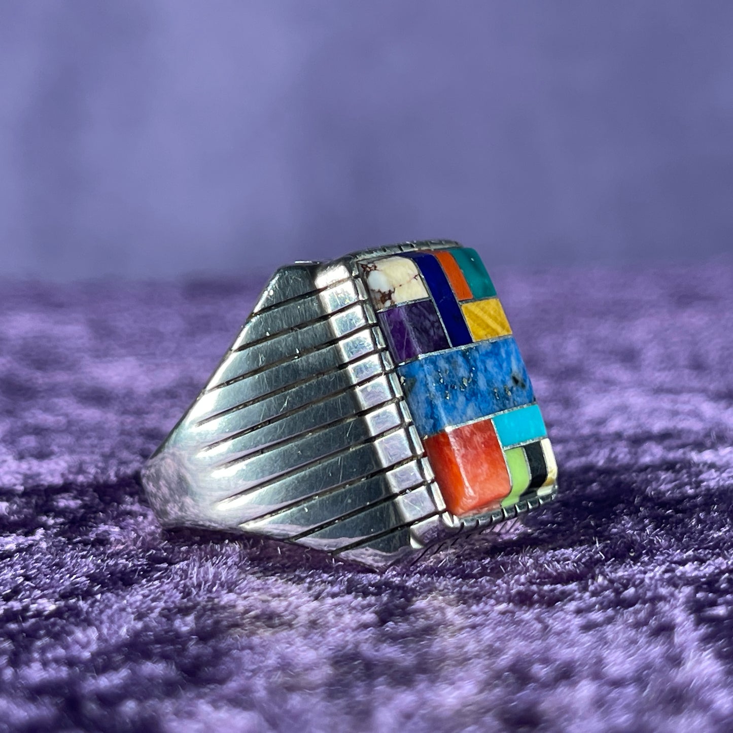 Native American Navajo Sterling Silver Ring 925 Ray Jack Multistone Size Y / 12