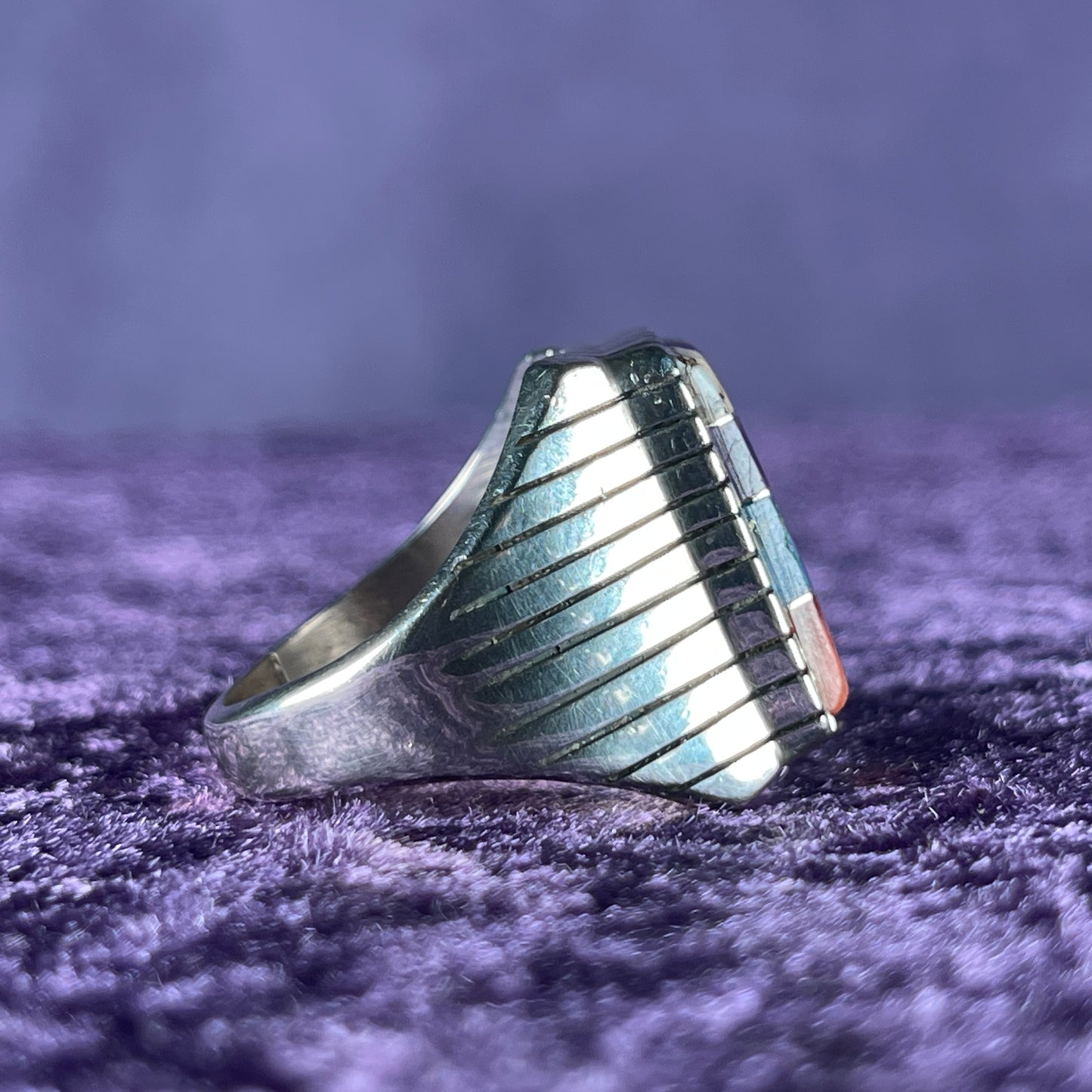 Native American Navajo Sterling Silver Ring 925 Ray Jack Multistone Size Y / 12