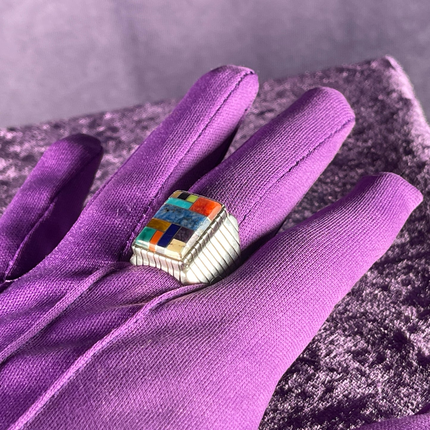 Native American Navajo Sterling Silver Ring 925 Ray Jack Multistone Size Y / 12