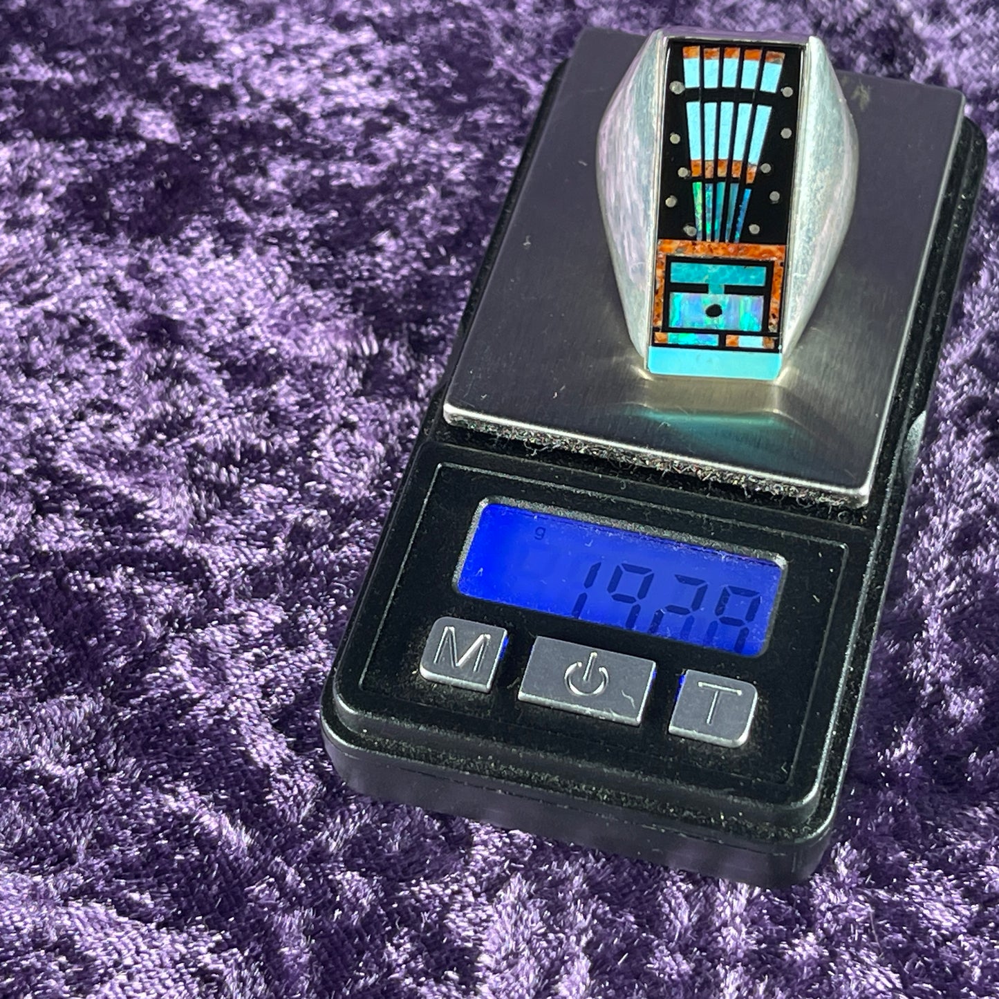 Native American Navajo Sterling Silver Ring 925 Gilbert Smith Night Sky Jet Opal Size Y / 12