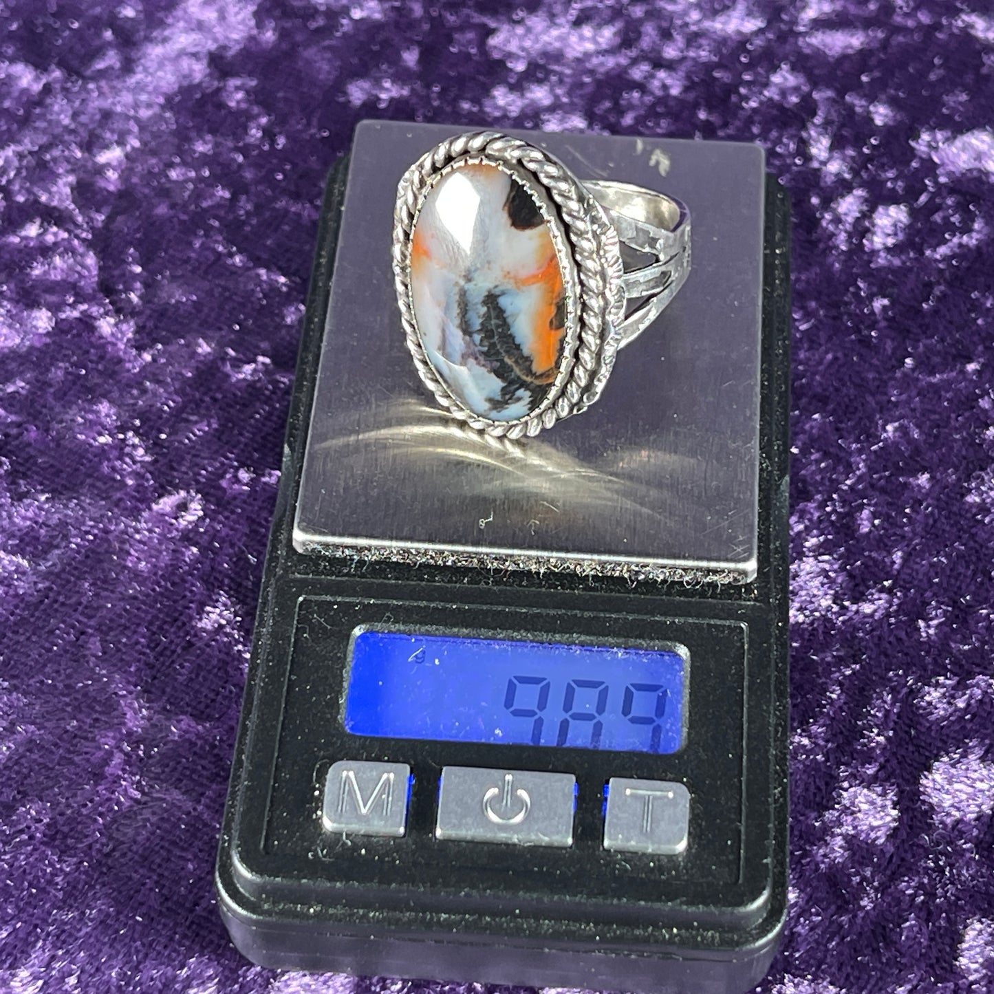 Vintage Navajo Old Pawn Fred Harvey Era Sterling Silver Agate Size Z + 1 / 13&nbsp;