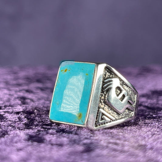 Vintage Native American Turquoise Navajo Inclusion Navajo 925 Silver Size W.5 / 11.25