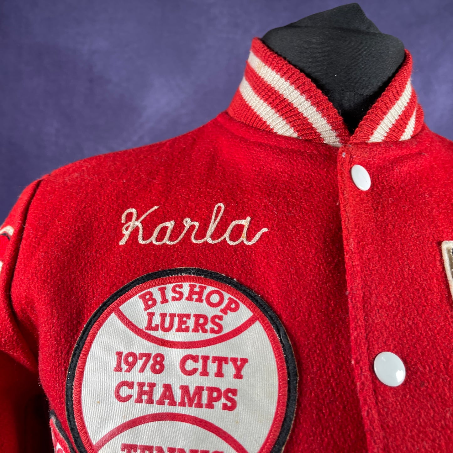 Vintage 1970s Varsity Jacket Letterman Red Mens Size XS&nbsp;