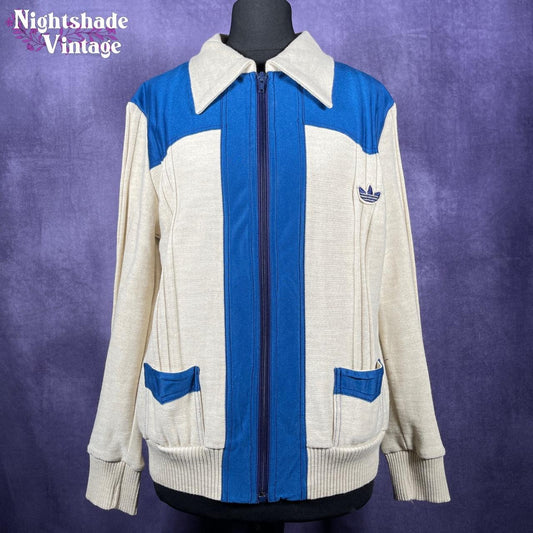 vintage Adidas zip up cardigan sweater from the 1960s/1970s.