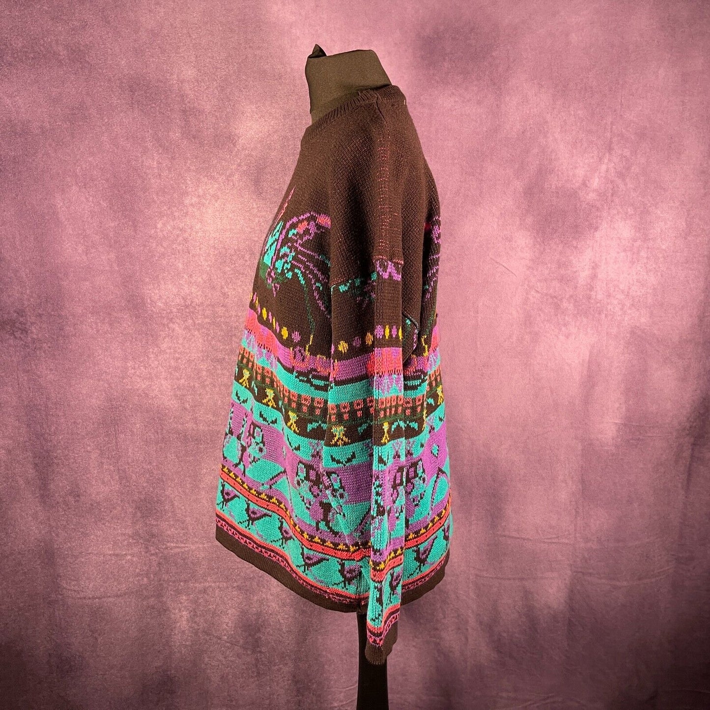 Vintage Oversized Sweater Black Purple Blue 1980s/1990s