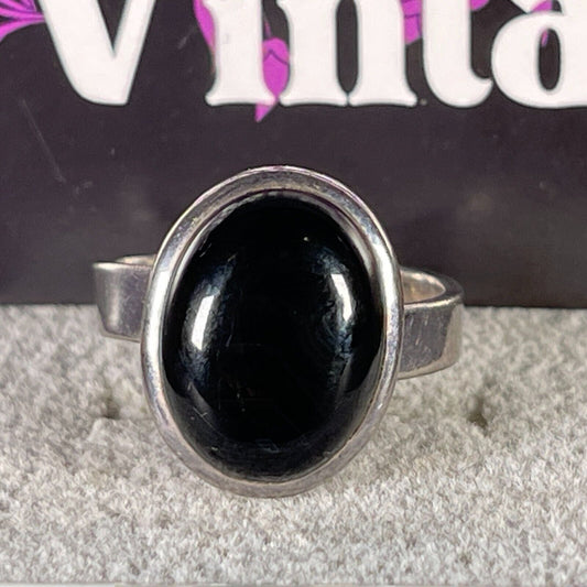 Vintage Oval Black Onyx Solid Sterling SIlver Ring