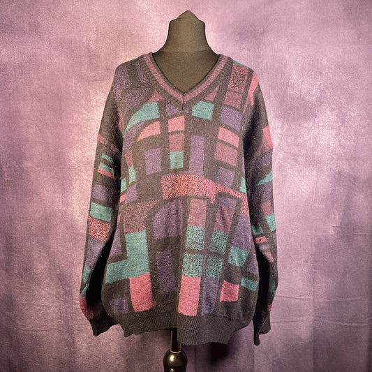 Vintage Enzo Lorenzo 90s V Neck Sweater Purple Blue Size Large