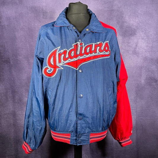 Vintage Cleveland Indians Baseball Starter Jacket Red/ Blue 90s Large