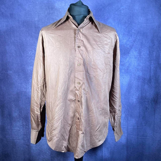 Vintage Brown Copper Dagger Collar 1970s Mens Shirt Towncraft JcPenney