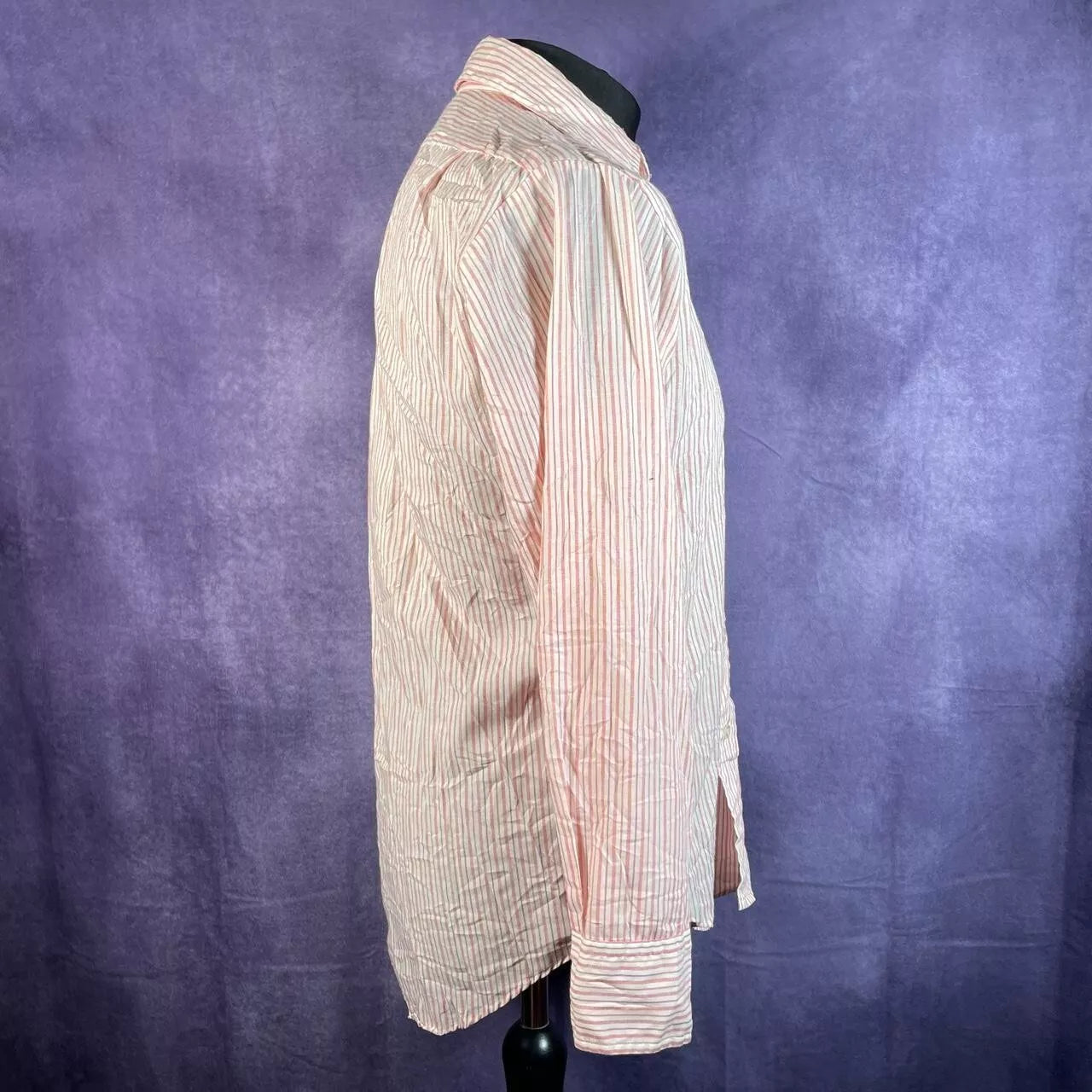 JC Penny Pink Stripe Men's Dagger Collar Button Up Vintage 70s