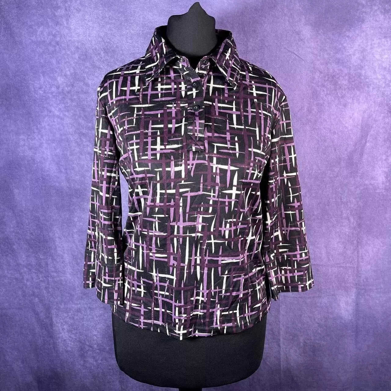 Vintage 1970s Purple White Psychedelic Kids Ladies XXS