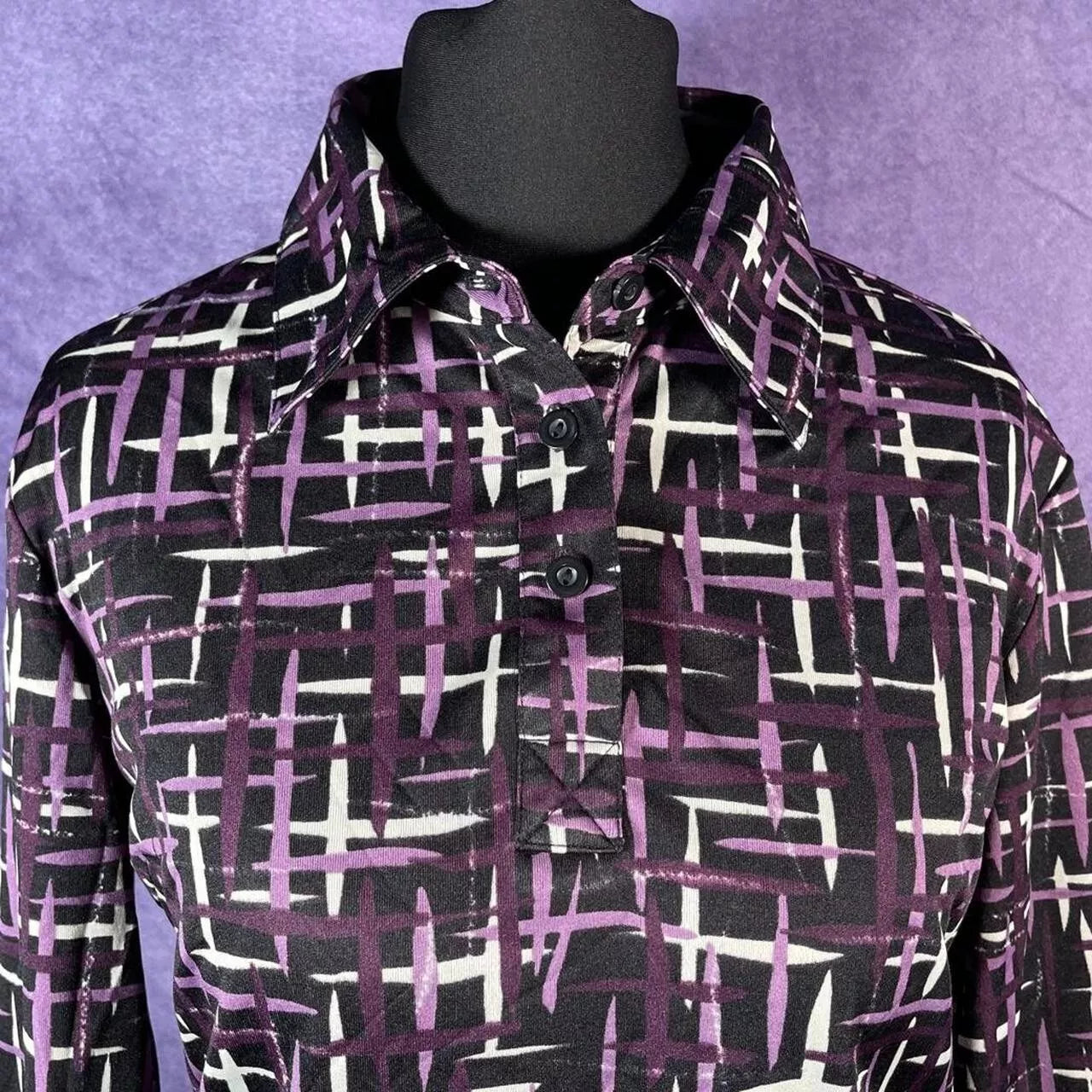 Vintage 1970s Purple White Psychedelic Kids Ladies XXS