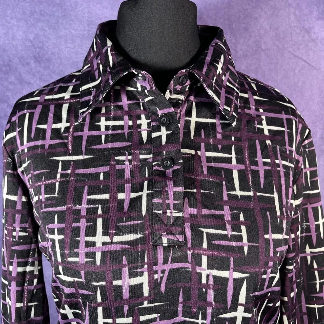 Vintage 1970s Purple White Psychedelic Kids Ladies XXS
