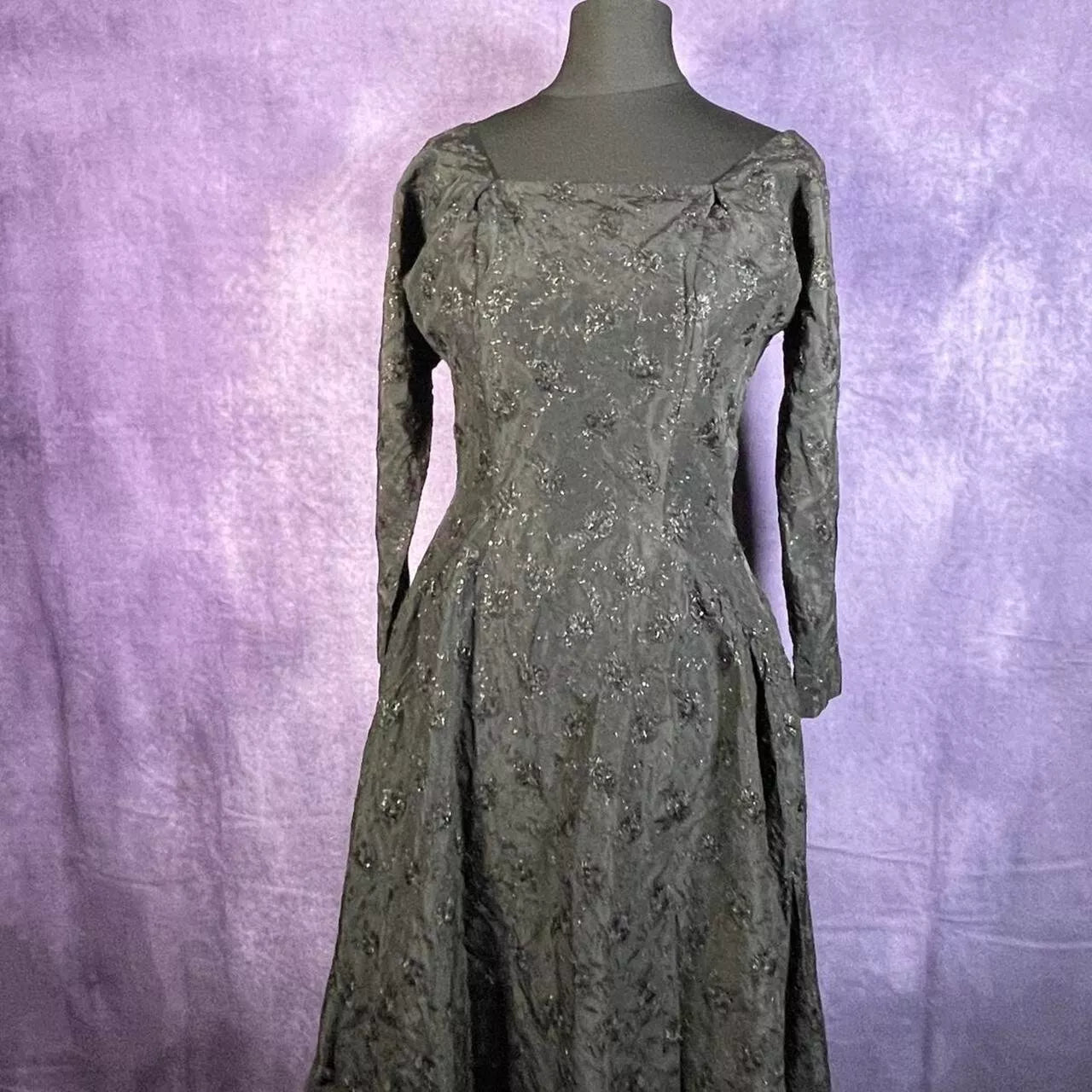 Vintage Black "Junior Vogue" Abstract Stitched Vintage 70's Dress Ladies