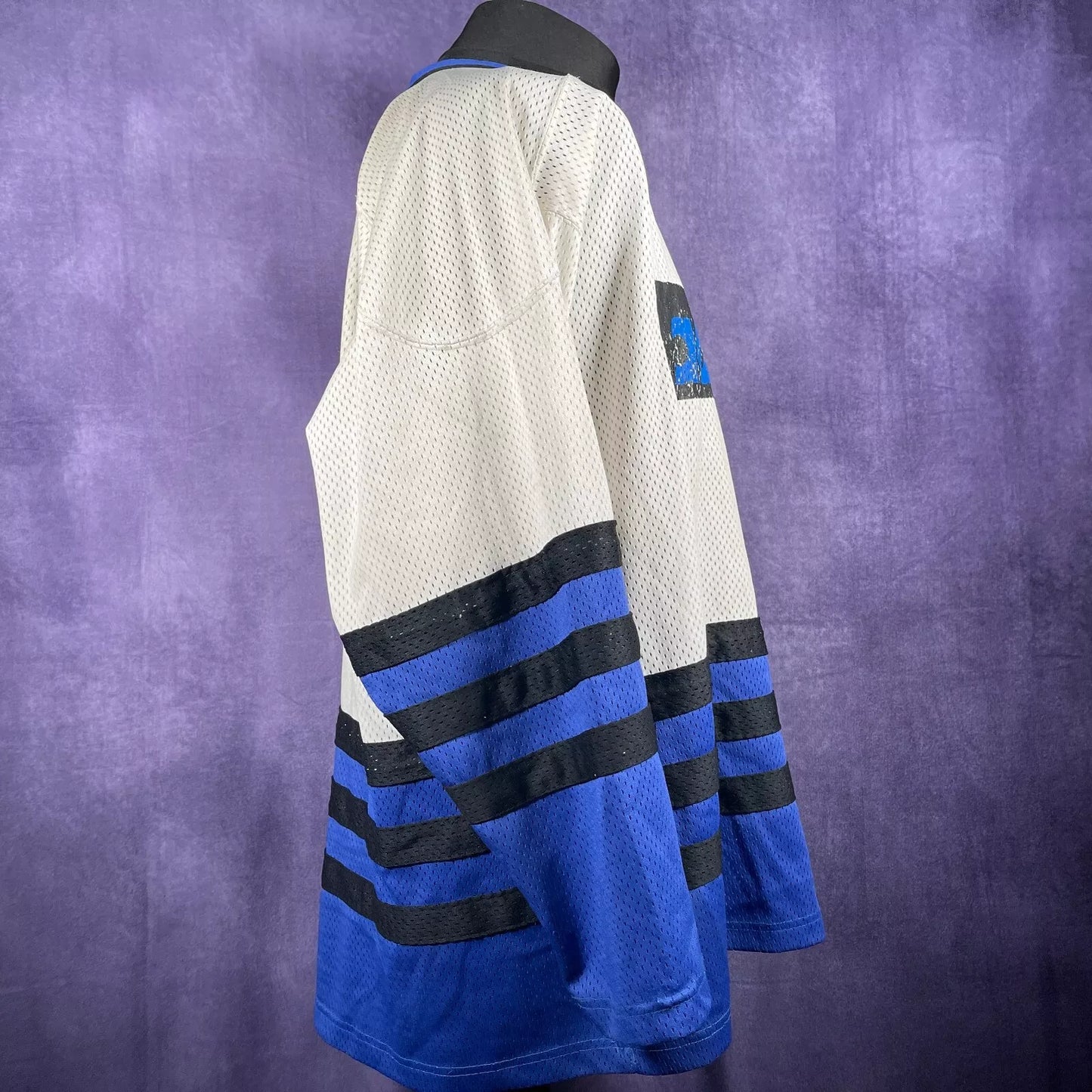 Vintage 90's Adidas Men's Blue and White Shirt