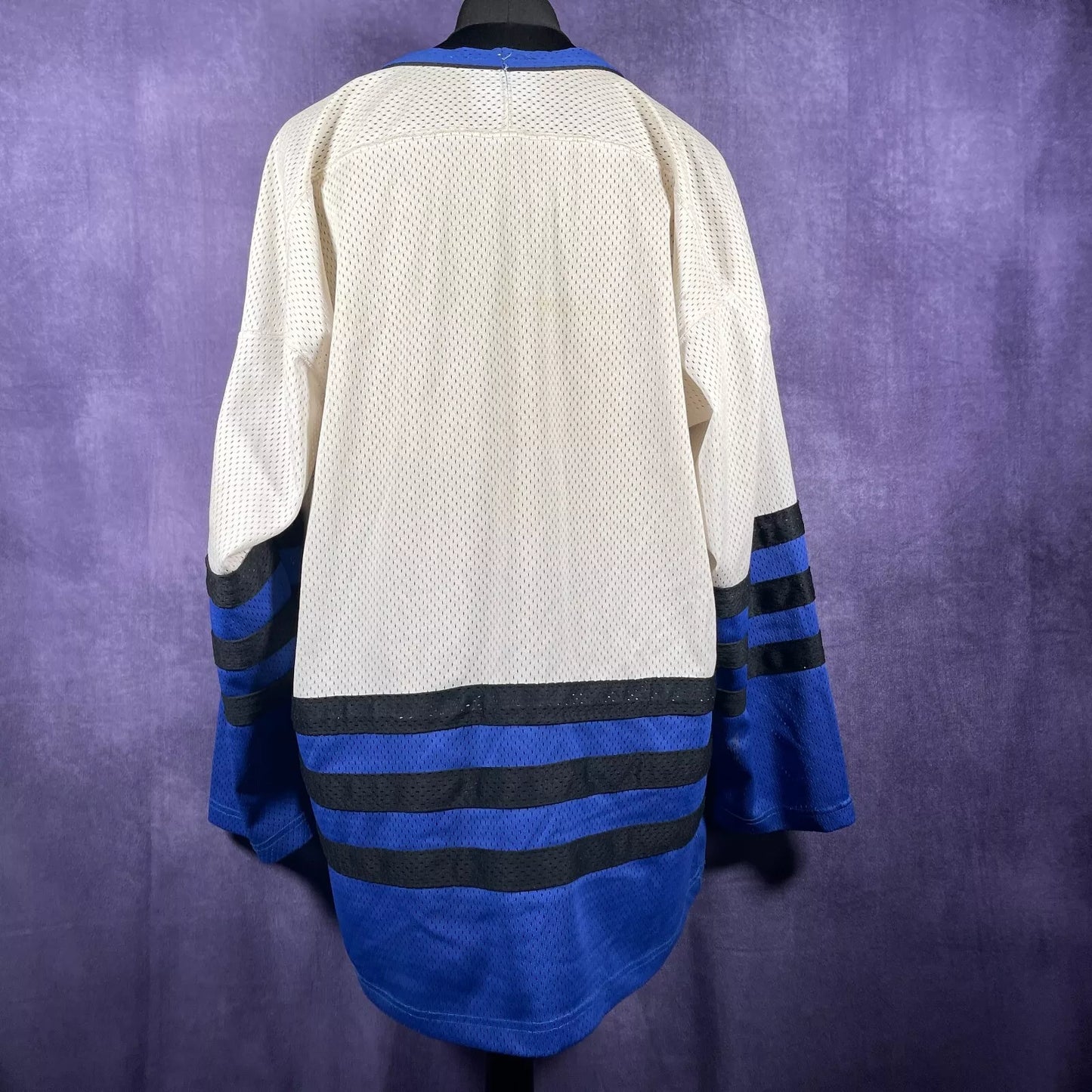 Vintage 90's Adidas Men's Blue and White Shirt