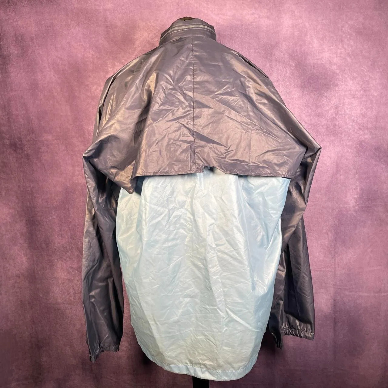 Vintage Blue & Navy Adidas 80's Packable Zip Hooded Windbreaker Size XL