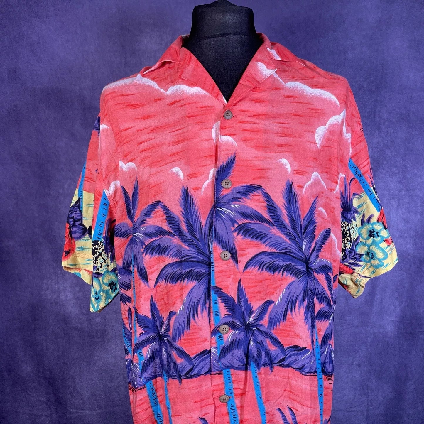 Vintage 80's Thumbs Up Orange Palm Sunset Hawaiian