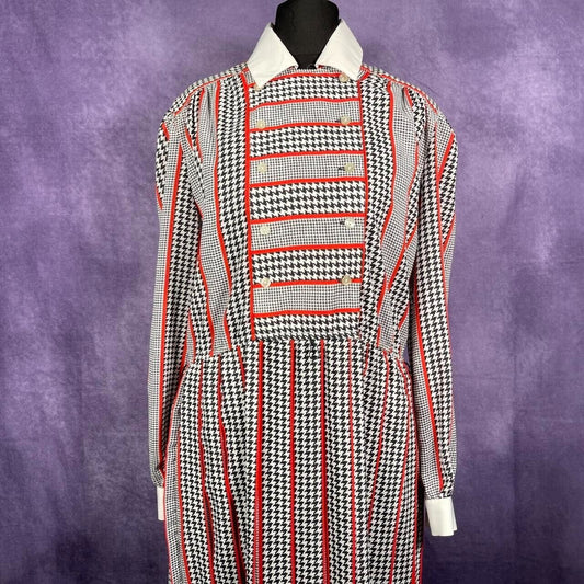 Vintage Womens Samantha Stevens Dress 80s Hounds Tooth Red Size 12