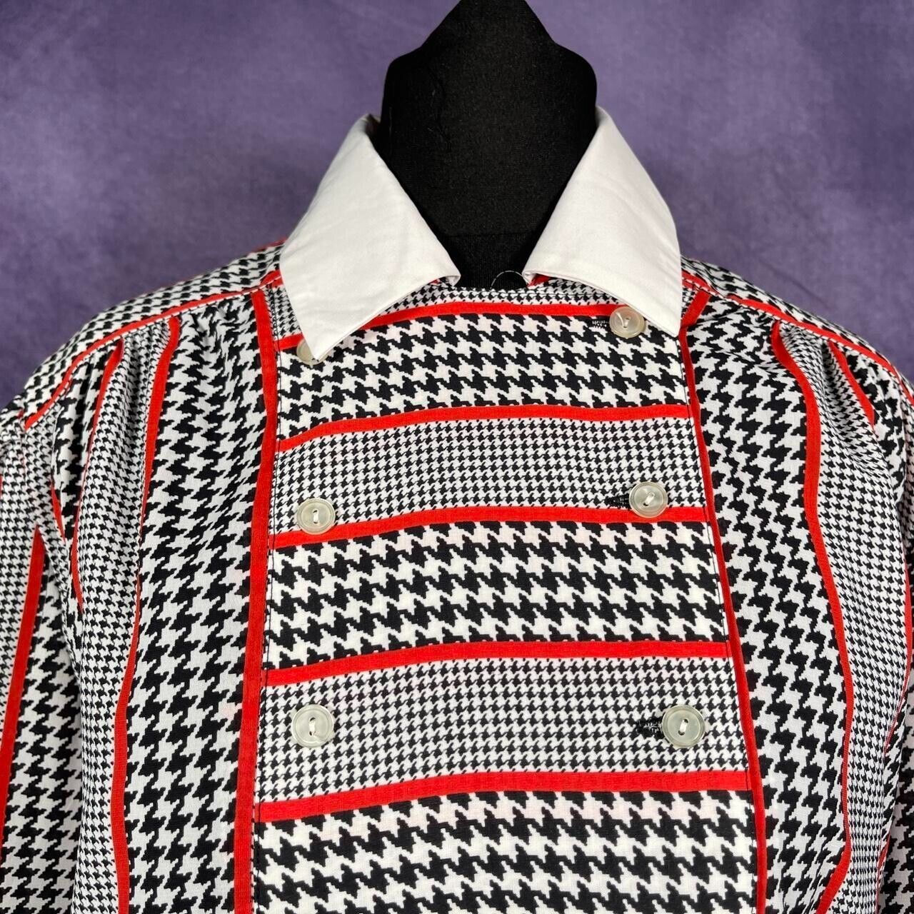 Vintage Womens Samantha Stevens Dress 80s Hounds Tooth Red Size 12
