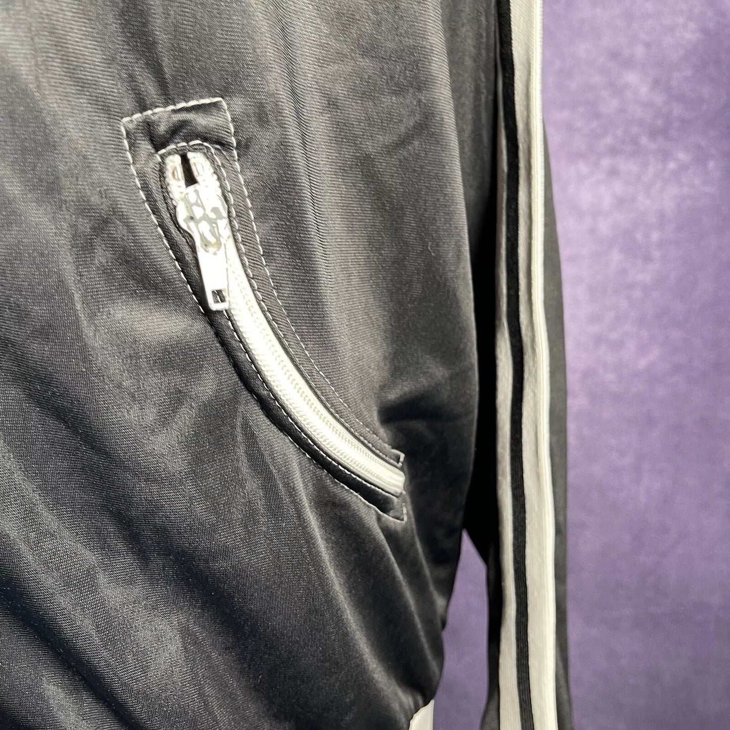 Vintage Adidas 70s Black White Tracksuit Top Rare Size XS
