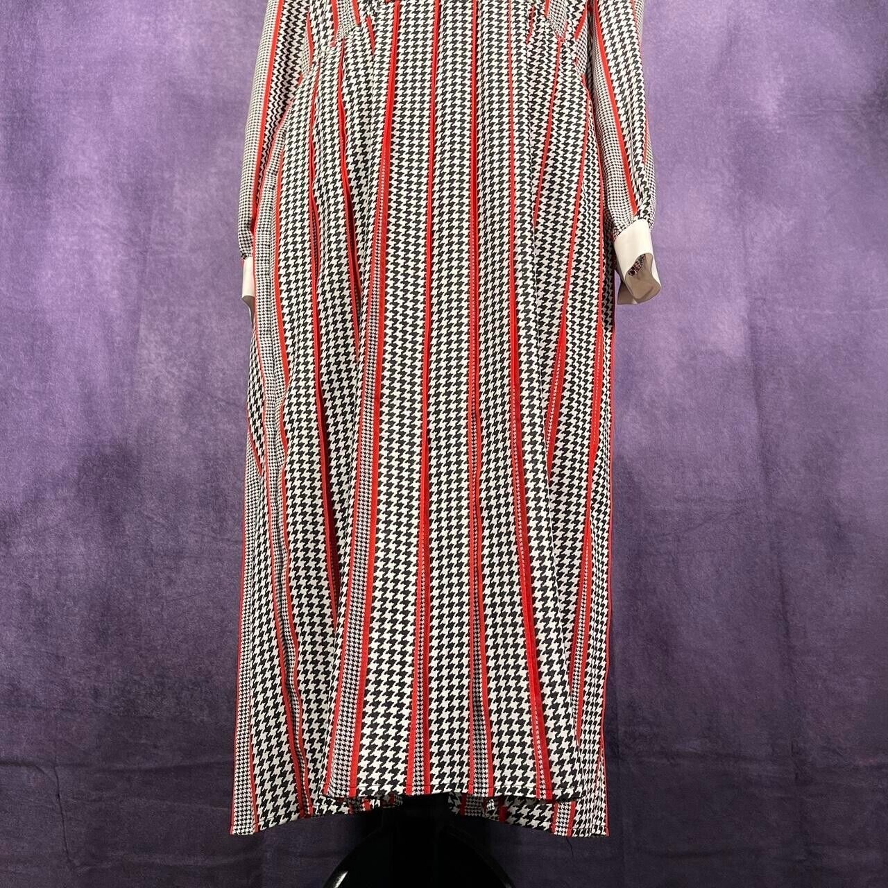 Vintage Womens Samantha Stevens Dress 80s Hounds Tooth Red Size 12