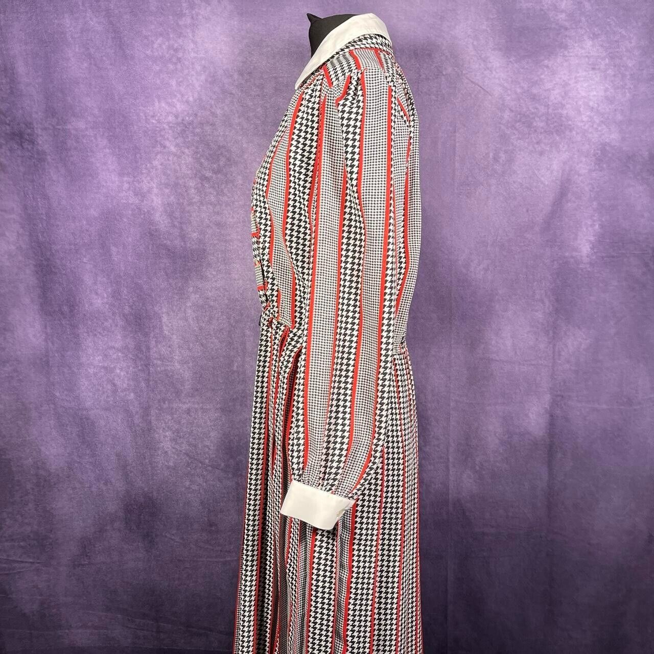 Vintage Womens Samantha Stevens Dress 80s Hounds Tooth Red Size 12