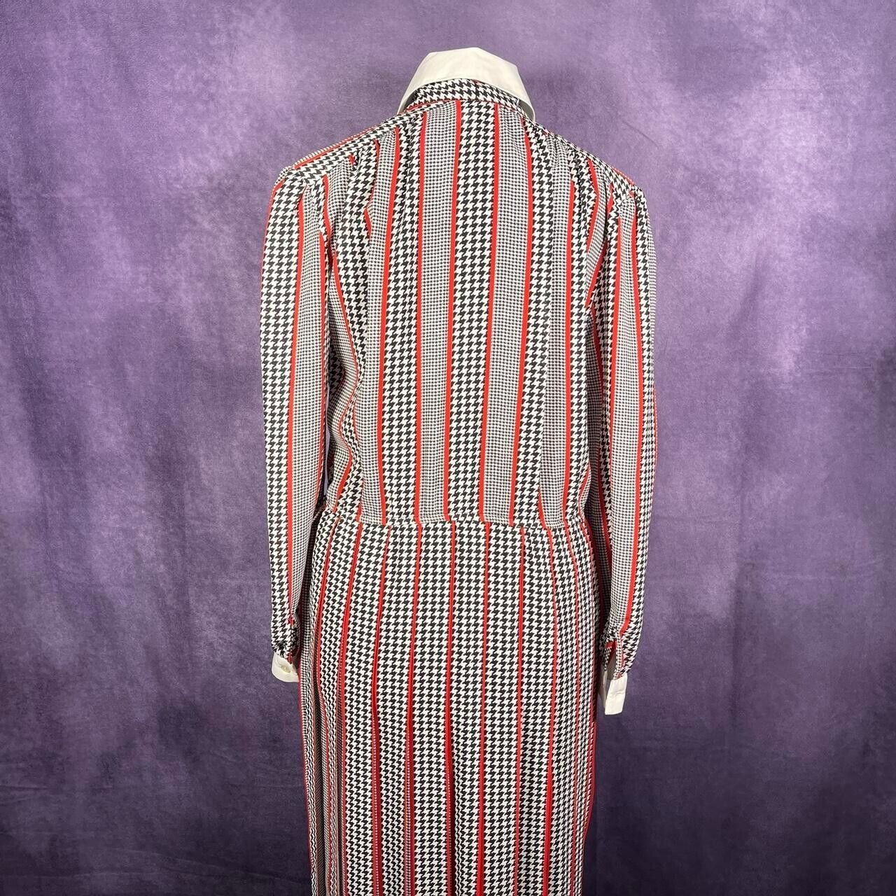 Vintage Womens Samantha Stevens Dress 80s Hounds Tooth Red Size 12