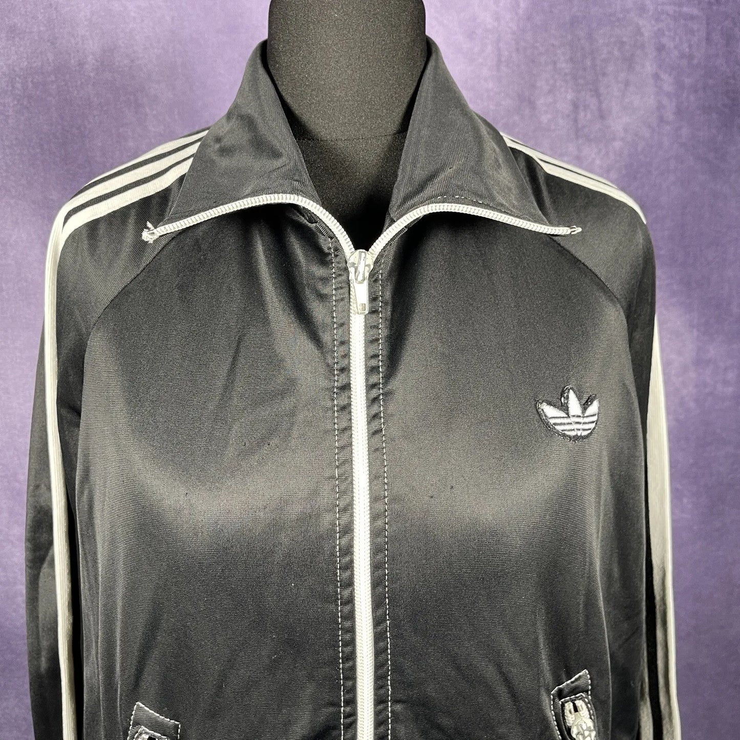 Vintage Adidas 70s Black White Tracksuit Top Rare Size XS