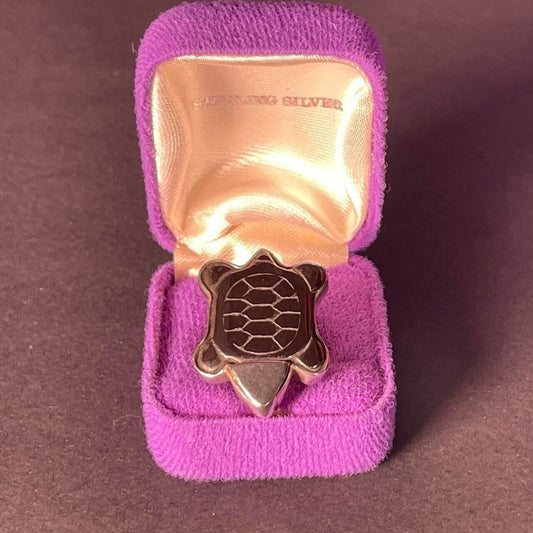 Vintage Sterling Silver 925 Turtle Tourmaline Stone Size O 1/2 - 7 1/4